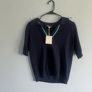 Lisa Todd Dark Blue Sweater with Light Blue Accents